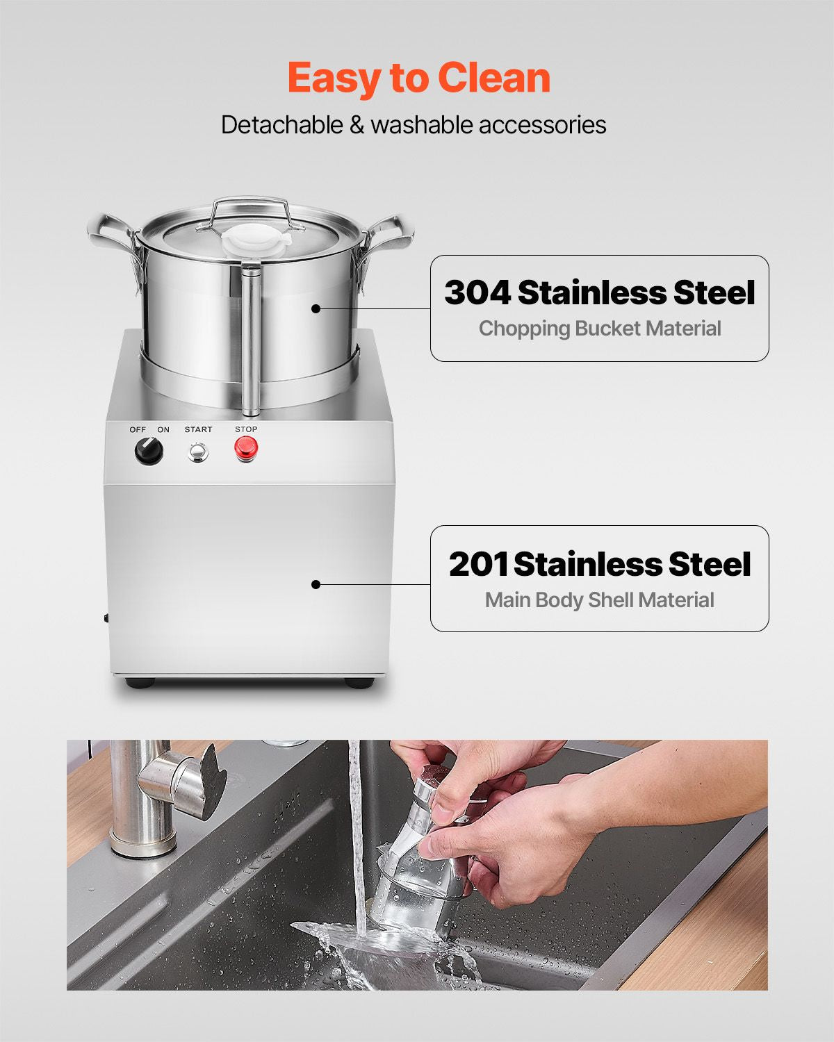 Food Processor & Vegetable Chopper, 6.3 Quart Food-Grade Stainless Steel Food Processor Chopper with 2 Extra S-Curve Blades, Ideal for Chopping Vegetables, Fruit, Grains, Nuts