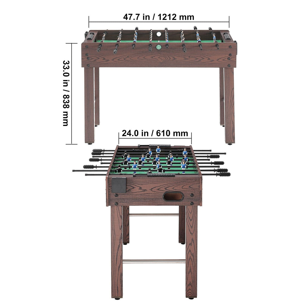 Foosball Table, 48 inch Standard Size Foosball Table, Indoor Full Size Foosball Table for Home, Family, and Game Room, Soccer with Foosball Table Set, Includes 2 Balls and 2 Cup Holders