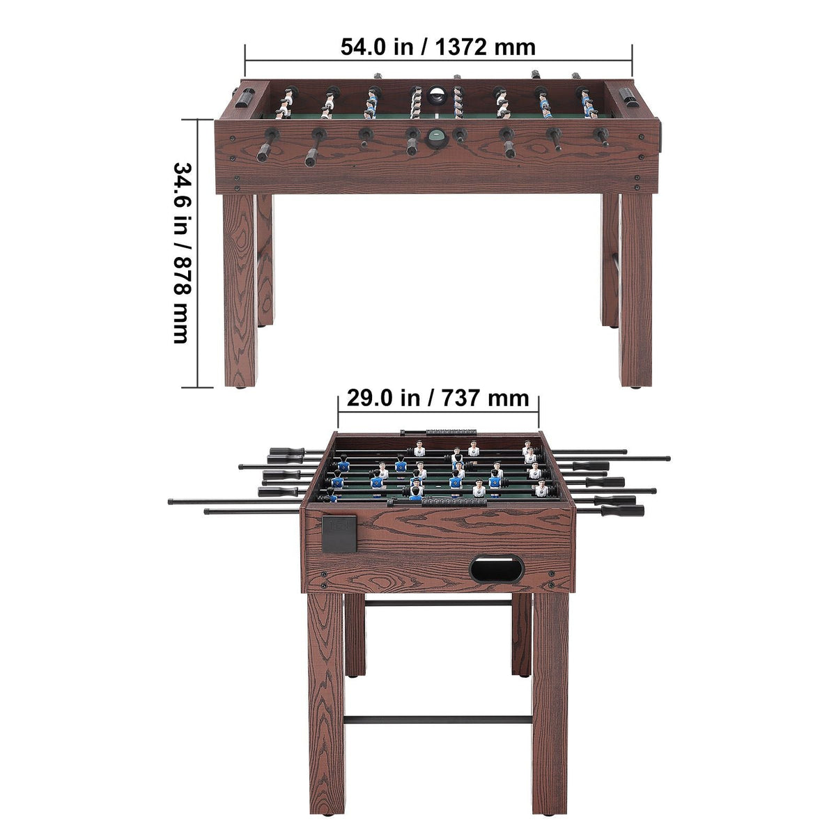 Foosball Table, 55 inch Standard Size Foosball Table, Indoor Full Size Foosball Table for Home, Family, and Game Room, Soccer with Foosball Table Set, Includes 4 Balls and 2 Cup Holders