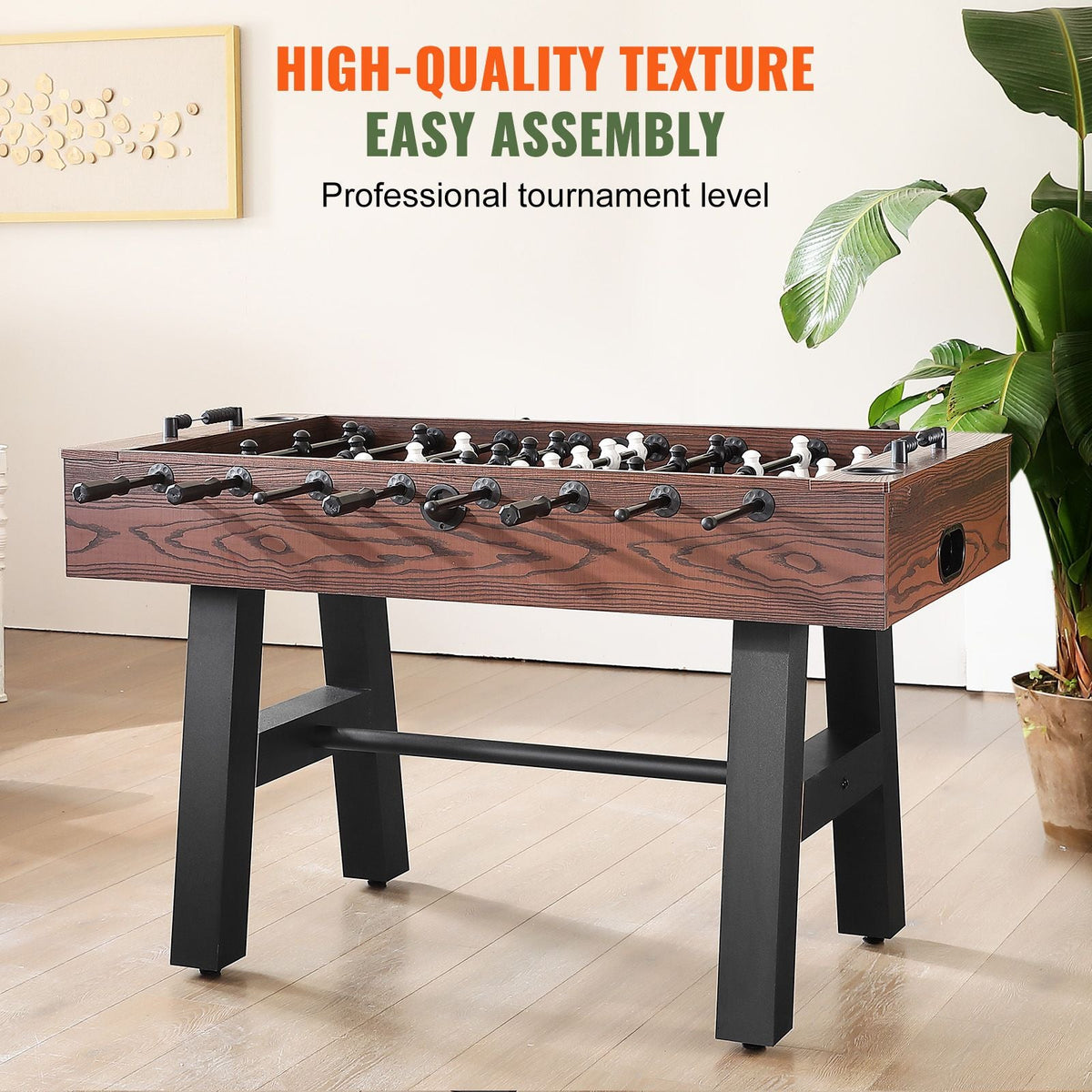 Foosball Table, 55 inch Standard Size Foosball Table, Indoor Full Size Foosball Table for Home, Family, and Game Room, Soccer with Foosball Table Set, Includes 4 Balls and 2 Cup Holders