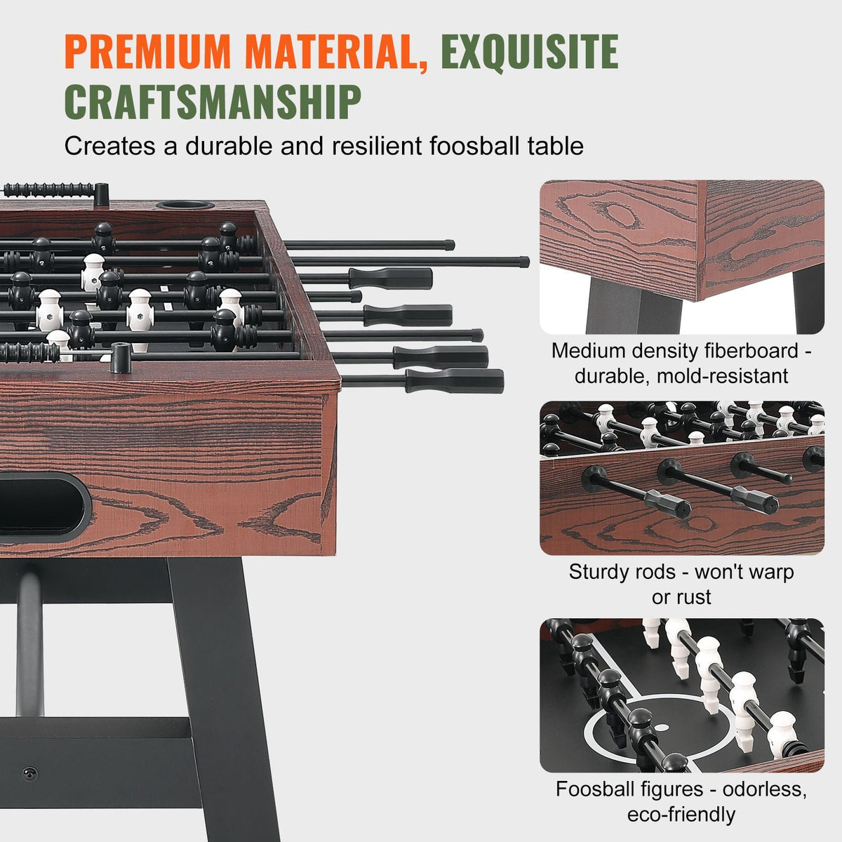 Foosball Table, 55 inch Standard Size Foosball Table, Indoor Full Size Foosball Table for Home, Family, and Game Room, Soccer with Foosball Table Set, Includes 4 Balls and 2 Cup Holders