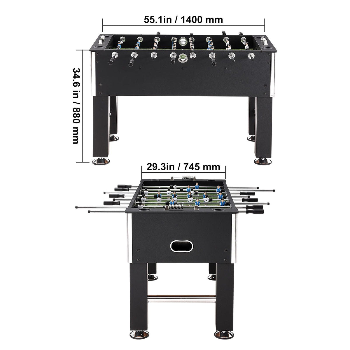 Foosball Table, 55 inch Standard Size Foosball Table, Indoor Full Size Foosball Table for Home, Family, and Game Room, Soccer with Foosball Table Set, Includes 4 Balls and 4 Cup Holders