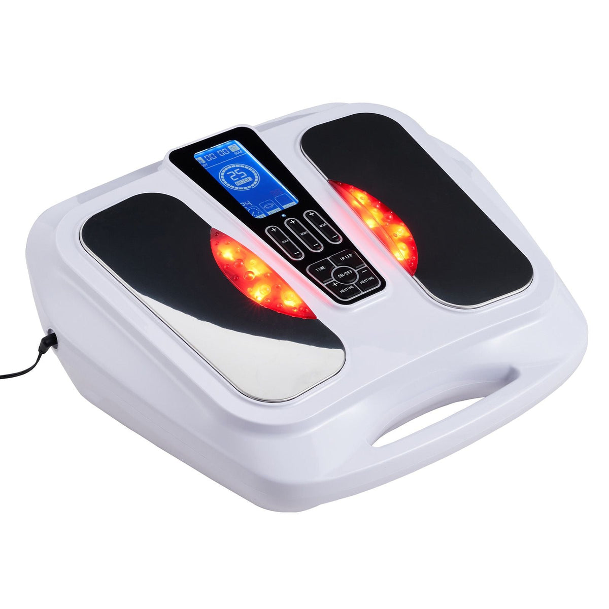Foot Circulation Stimulator with Heat, EMS & TENS Foot Massager for Neuropathy, Electric Foot Stimulator with 3-Level Temperature, 25 Modes & 50 Intensities for Pain Relief, Plantar Fasciitis