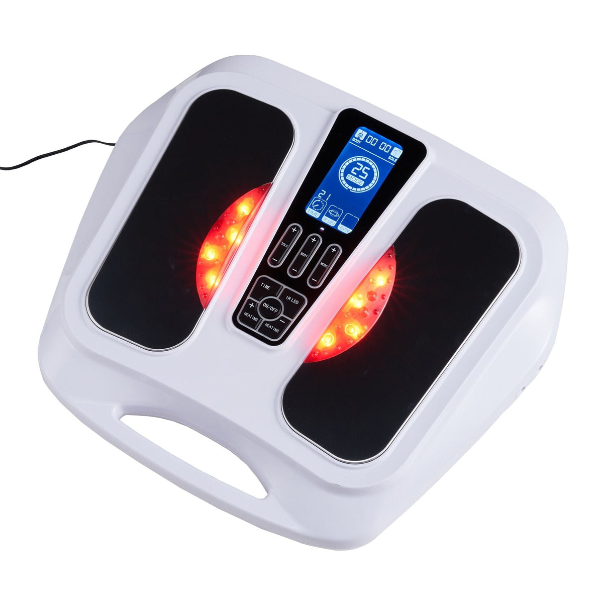 Foot Circulation Stimulator with Heat, EMS & TENS Foot Massager for Neuropathy, Electric Foot Stimulator with 3-Level Temperature, 25 Modes & 50 Intensities for Pain Relief, Plantar Fasciitis