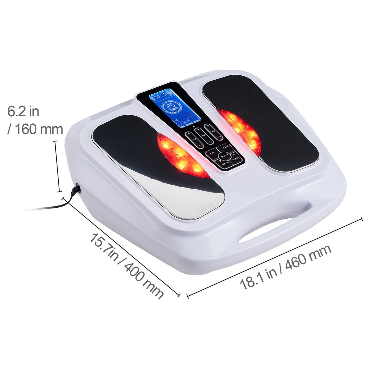 Foot Circulation Stimulator with Heat, EMS & TENS Foot Massager for Neuropathy, Electric Foot Stimulator with 3-Level Temperature, 25 Modes & 50 Intensities for Pain Relief, Plantar Fasciitis