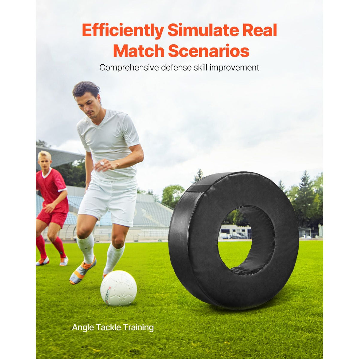 Football Tackle Wheel, Football Tackling Dummy, Waterproof PVC and High-Density Sponge Tackle Ring, Dummies Training Equipment with Straps, for Blocking, Hitting Drills and Practice, Black, 1PCS