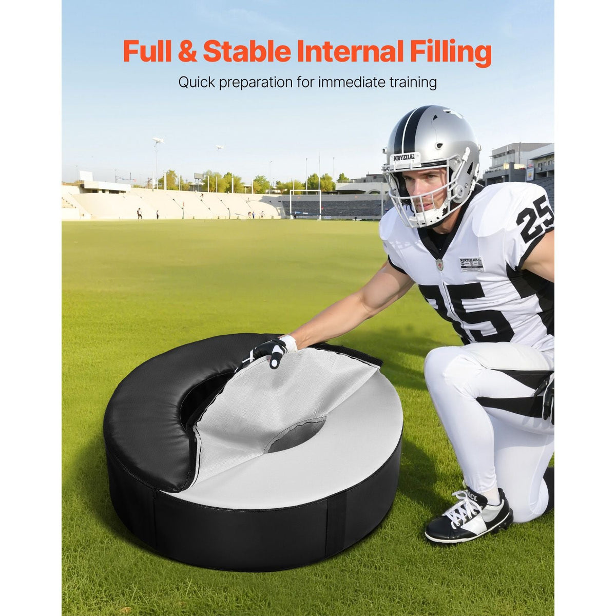 Football Tackle Wheel, Football Tackling Dummy, Waterproof PVC and High-Density Sponge Tackle Ring, Dummies Training Equipment with Straps, for Blocking, Hitting Drills and Practice, Black, 1PCS
