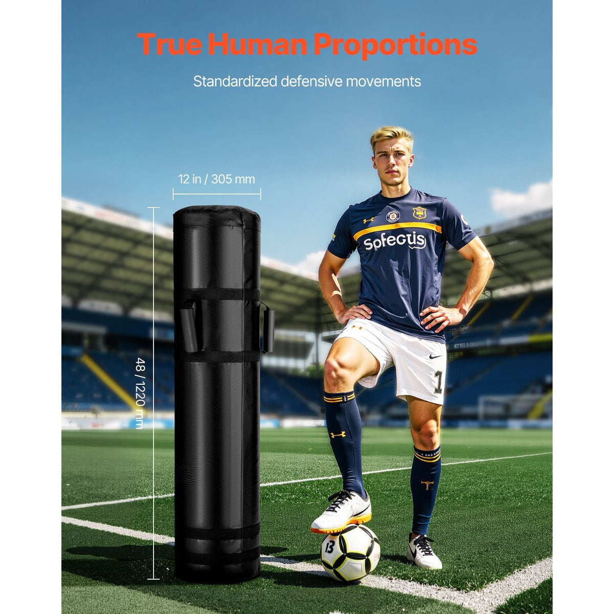 Football Tackling Dummy, 47.2 in Blocking Pad Equipment for Practice, Heavy Duty Tackle Dummies with Handles, Great for Contact Drills, Kickboxing, Martial Arts, Sports Training, 1PCS (UNFILLED)