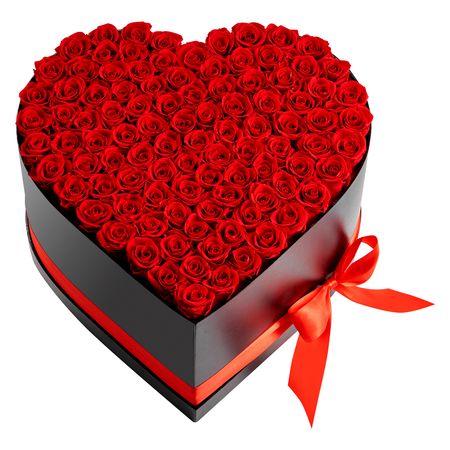 Forever Flowers, 100 Preserved Roses in a Heart Shape Box, Eternal Flowers Immortal Bouquet Birthday Present for Women Her Wife Mothers, Anniversary, Valentine's Day,Christmas, Red