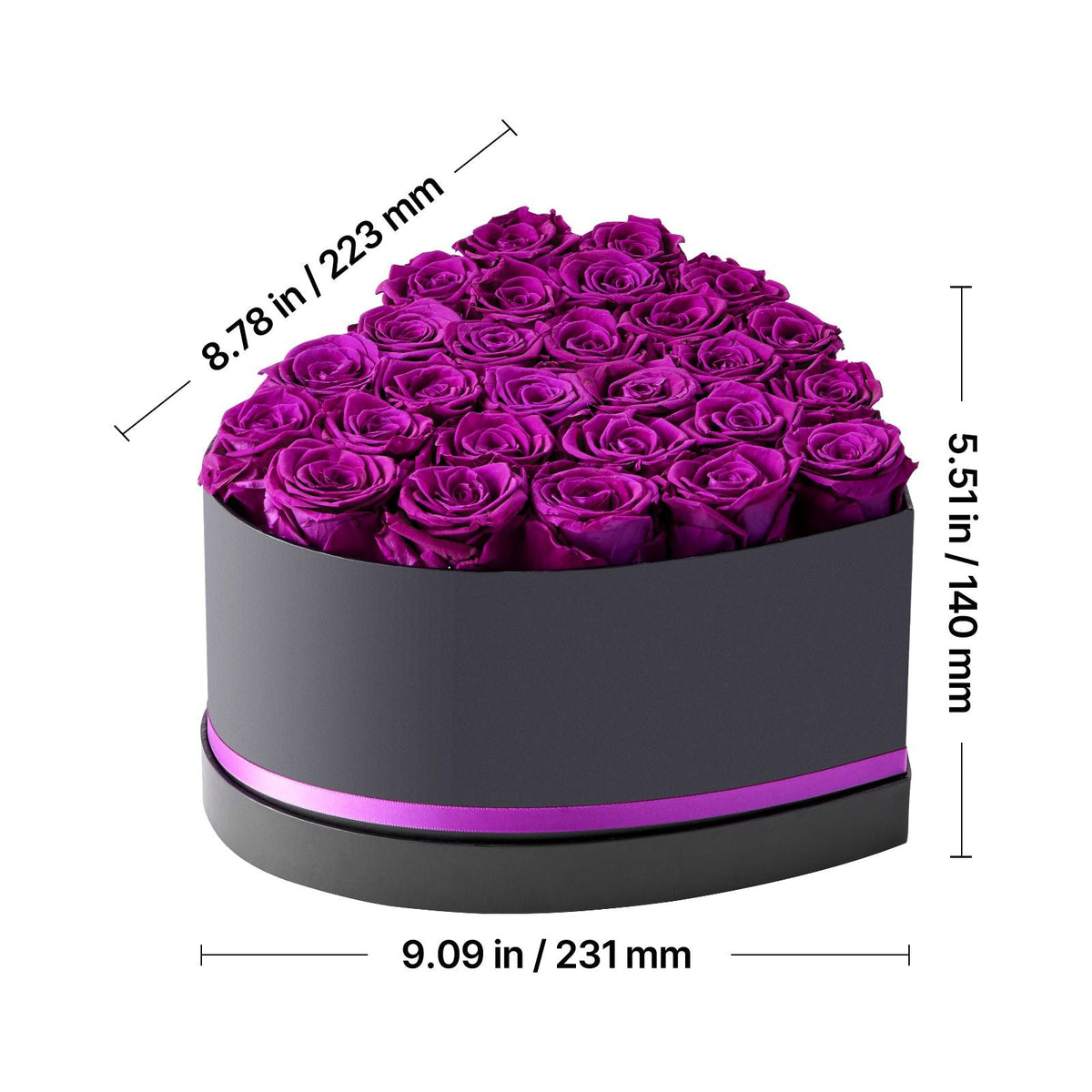 Forever Flowers, 27 Preserved Roses in Heart Shape Box, Eternal Flowers Immortal Bouquet Birthday Present for Women Her Wife Mothers, Anniversary, Valentine's Day,Christmas, Purple