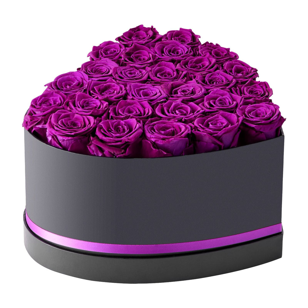 Forever Flowers, 27 Preserved Roses in Heart Shape Box, Eternal Flowers Immortal Bouquet Birthday Present for Women Her Wife Mothers, Anniversary, Valentine's Day,Christmas, Purple