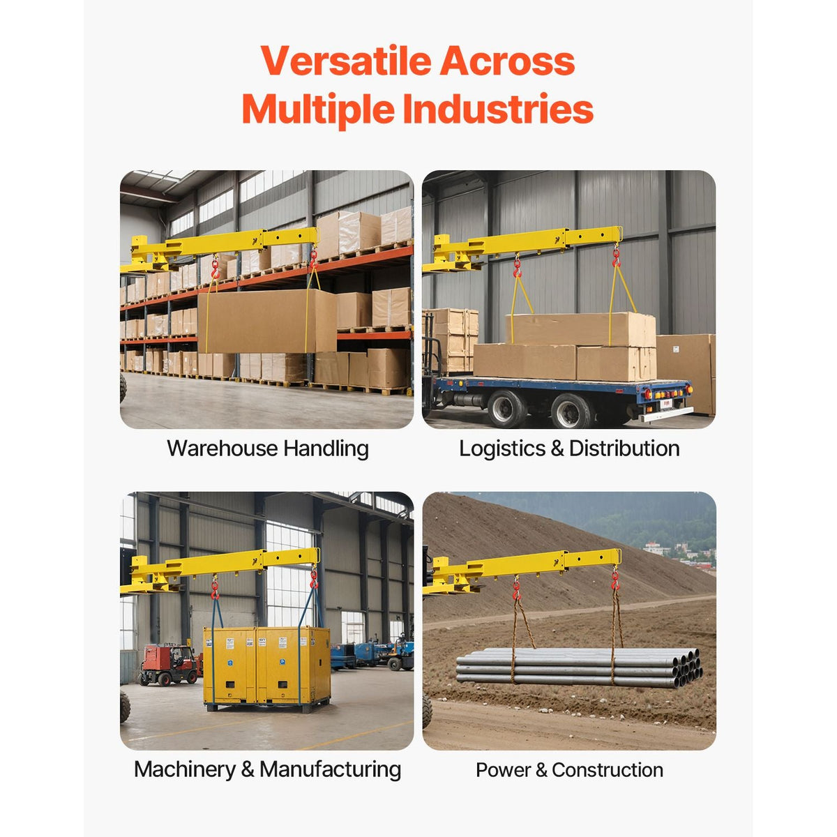 Forklift Jib Boom Crane, 6000lbs Capacity, Manual Telescoping Boom Extends Up to 56.1 inches, Forklift Mobile Crane with 2 Hooks, Adjustable Forklift Crane Attachment for Warehouse, Factories