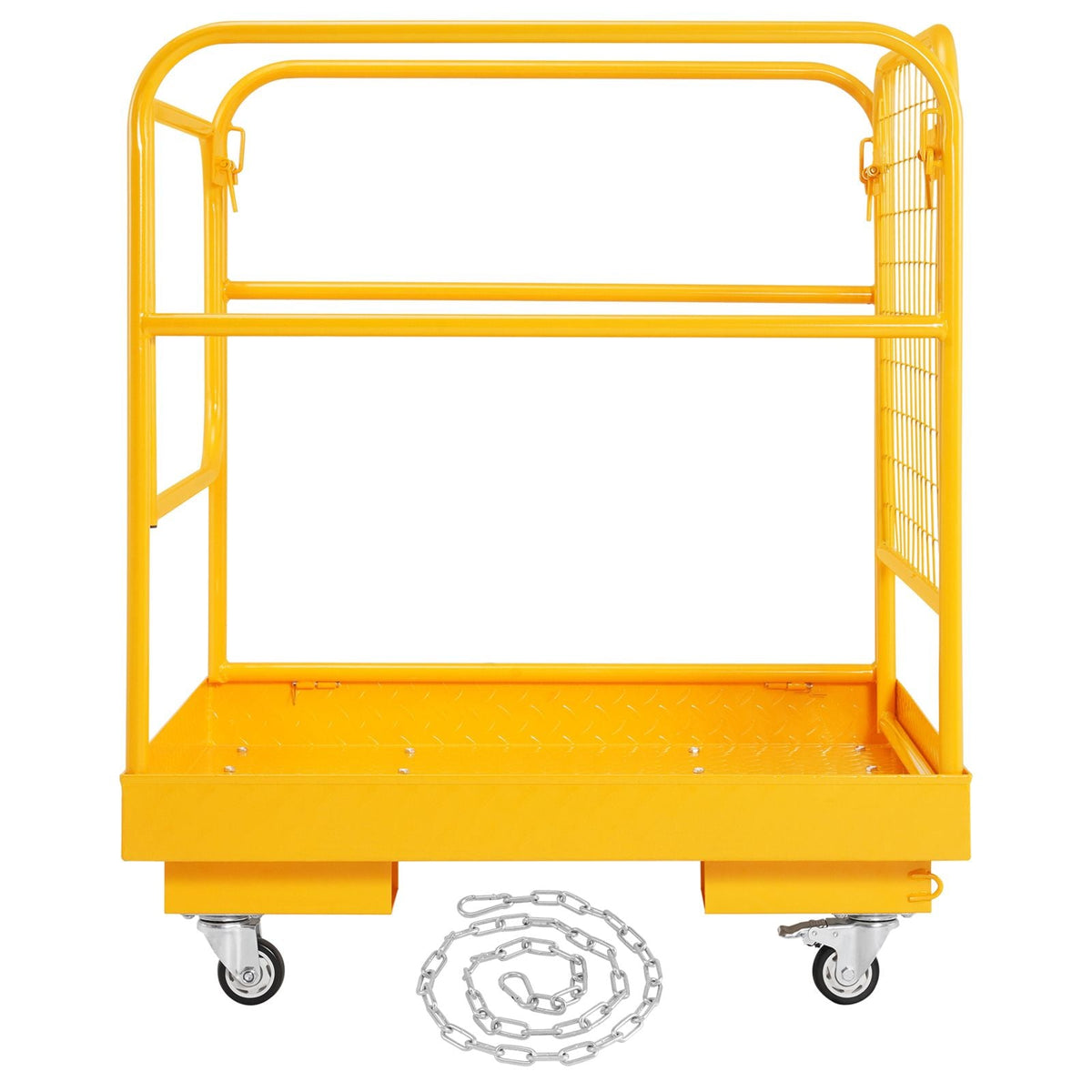 Forklift Safety Cage, 1200 lbs Load Capacity, 36 x 36 inches Folding Forklift Work Platform with Lockable Swivel Wheels, Drain Hole & Device Chain, Holds 1 to 2 Adults, Perfect for Aerial Work