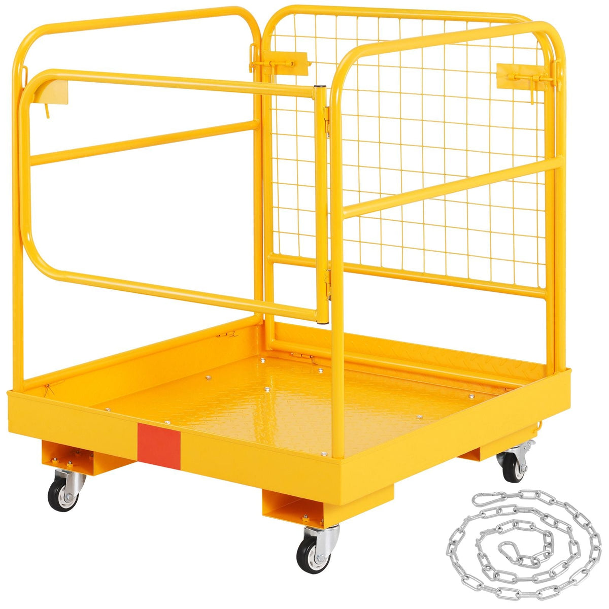 Forklift Safety Cage, 1200 lbs Load Capacity, 36 x 36 inches Folding Forklift Work Platform with Lockable Swivel Wheels, Drain Hole & Device Chain, Holds 1 to 2 Adults, Perfect for Aerial Work
