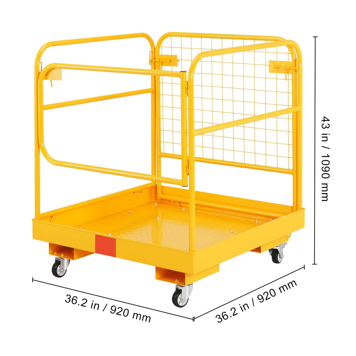 Forklift Safety Cage, 1200 lbs Load Capacity, 36 x 36 inches Folding Forklift Work Platform with Lockable Swivel Wheels, Drain Hole & Device Chain, Holds 1 to 2 Adults, Perfect for Aerial Work