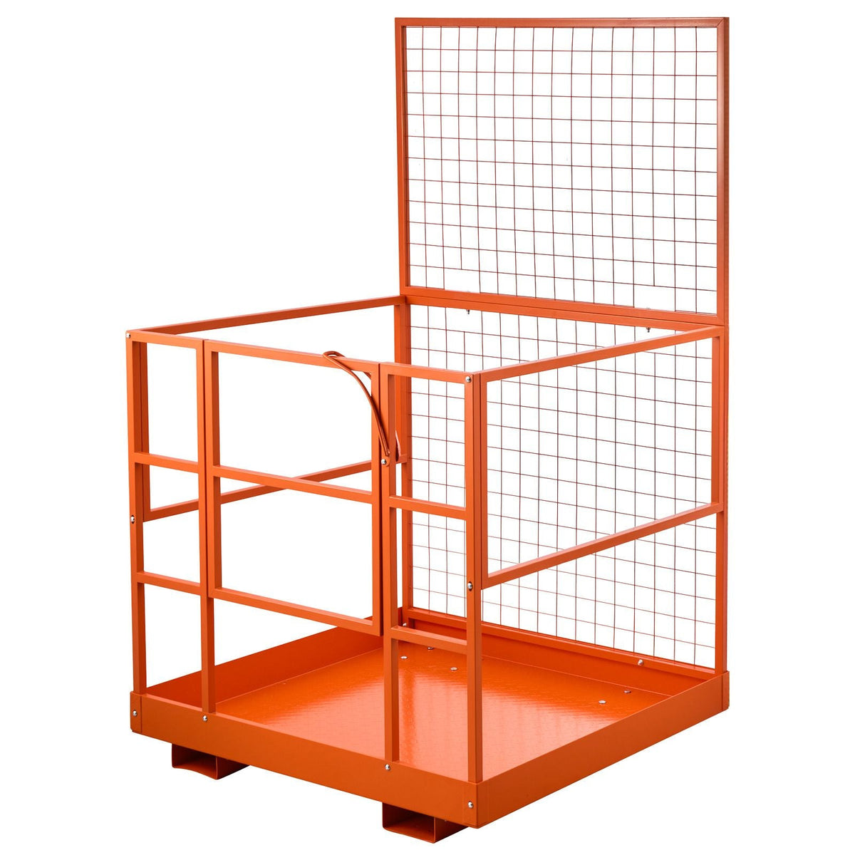 Forklift Safety Cage, 48.2 x 45.2 Inch, Heavy Duty Forklift Man Basket, 1400 lbs Capacity Collapsible Work Platform Lift Basket with Safety Harness & Lock, for Most Aerial Jobs Lifting Loader