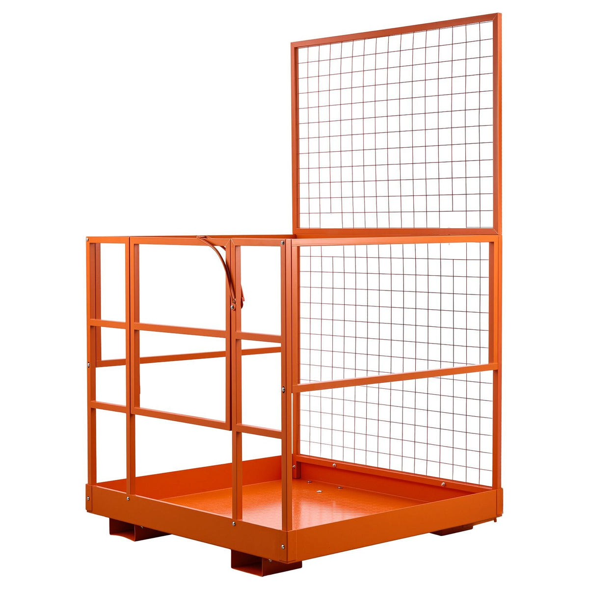 Forklift Safety Cage, 48.2 x 45.2 Inch, Heavy Duty Forklift Man Basket, 1400 lbs Capacity Collapsible Work Platform Lift Basket with Safety Harness & Lock, for Most Aerial Jobs Lifting Loader
