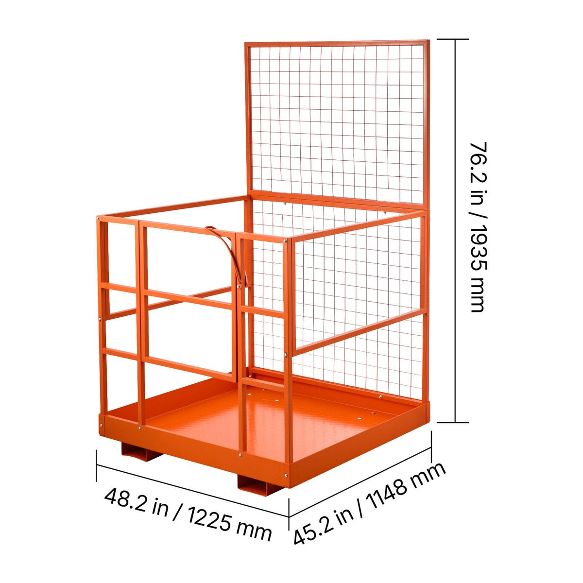 Forklift Safety Cage, 48.2 x 45.2 Inch, Heavy Duty Forklift Man Basket, 1400 lbs Capacity Collapsible Work Platform Lift Basket with Safety Harness & Lock, for Most Aerial Jobs Lifting Loader