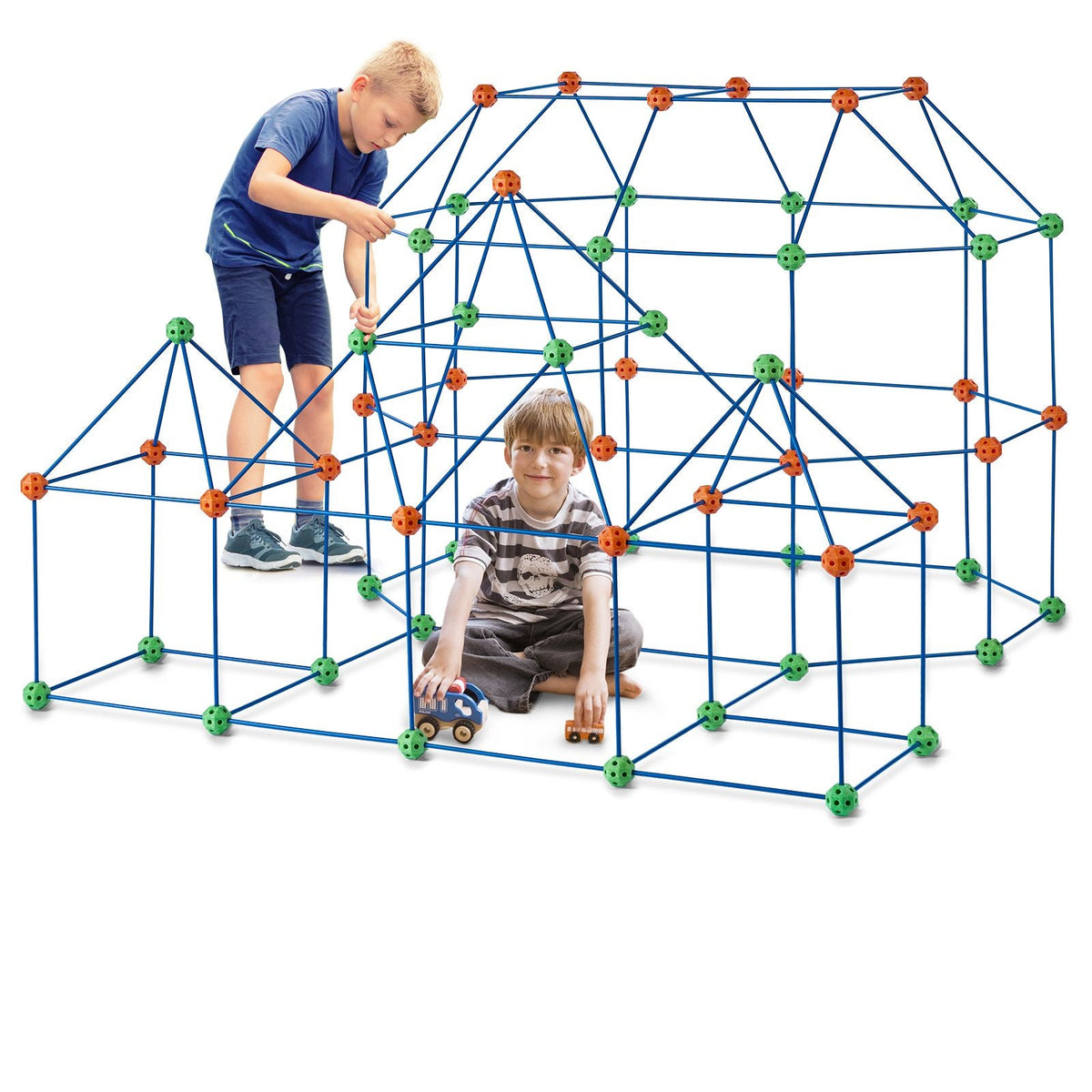 Fort Building Kit for Kids, 180PCS STEM Building Toys, Educational Gift for 4 5 6 7 8+ Year Old Boys & Girls, Indoor Outdoor Play Tent Builder Set Construction Toys with 120 Rods and 60 Balls
