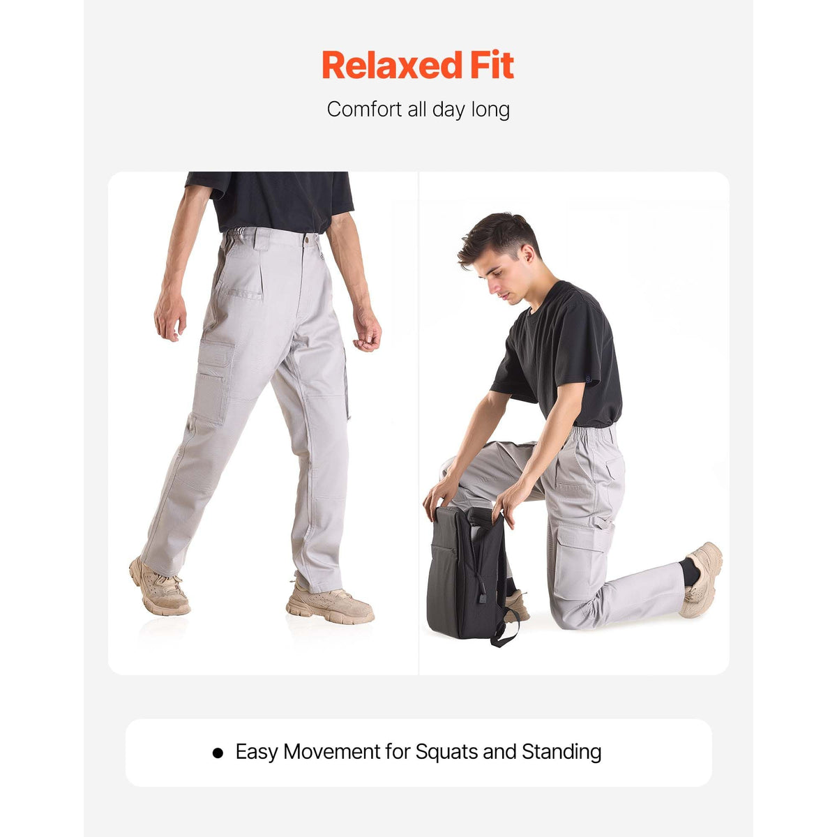 FR Pants for Men, 9 oz 100% Cotton, Flame-Resistant Cargo Pants with Multi-Pockets and Elastic Waist, Reinforced Tear-proof Stitching, Ideal for Welding Work and Casual Wear, XXL Size, Gray