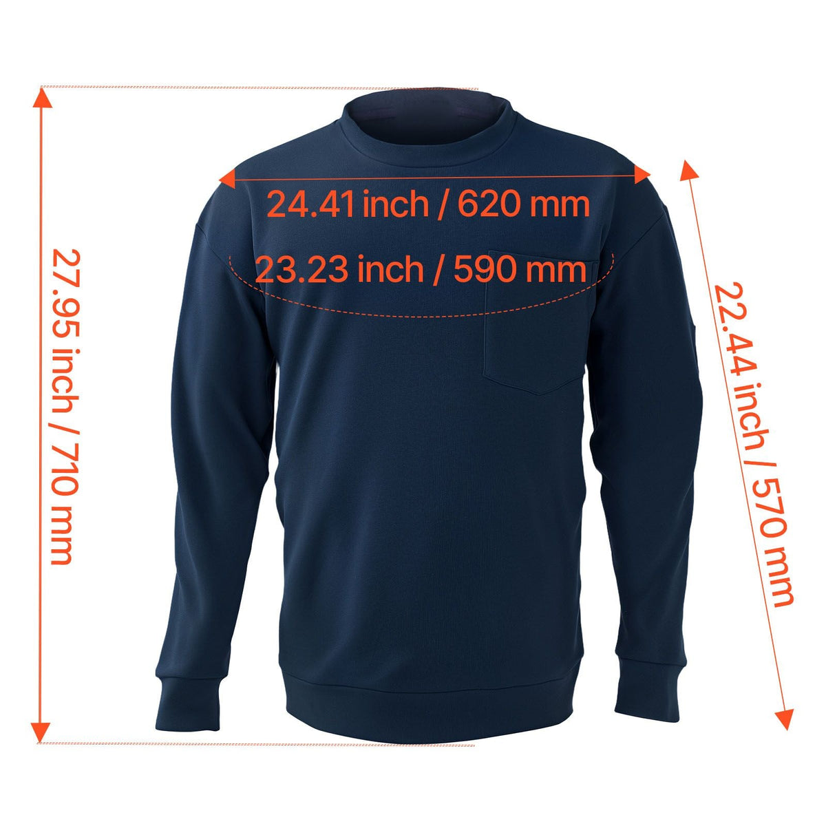 FR Shirts, Flame Resistant Long Sleeve Clothing Lightweight 7 oz Breathable Cotton, Men's Fire Retardant Work Shirt with Pre-shrink Treatment & Pocket, for Welders,Electricians,Navy Blue L