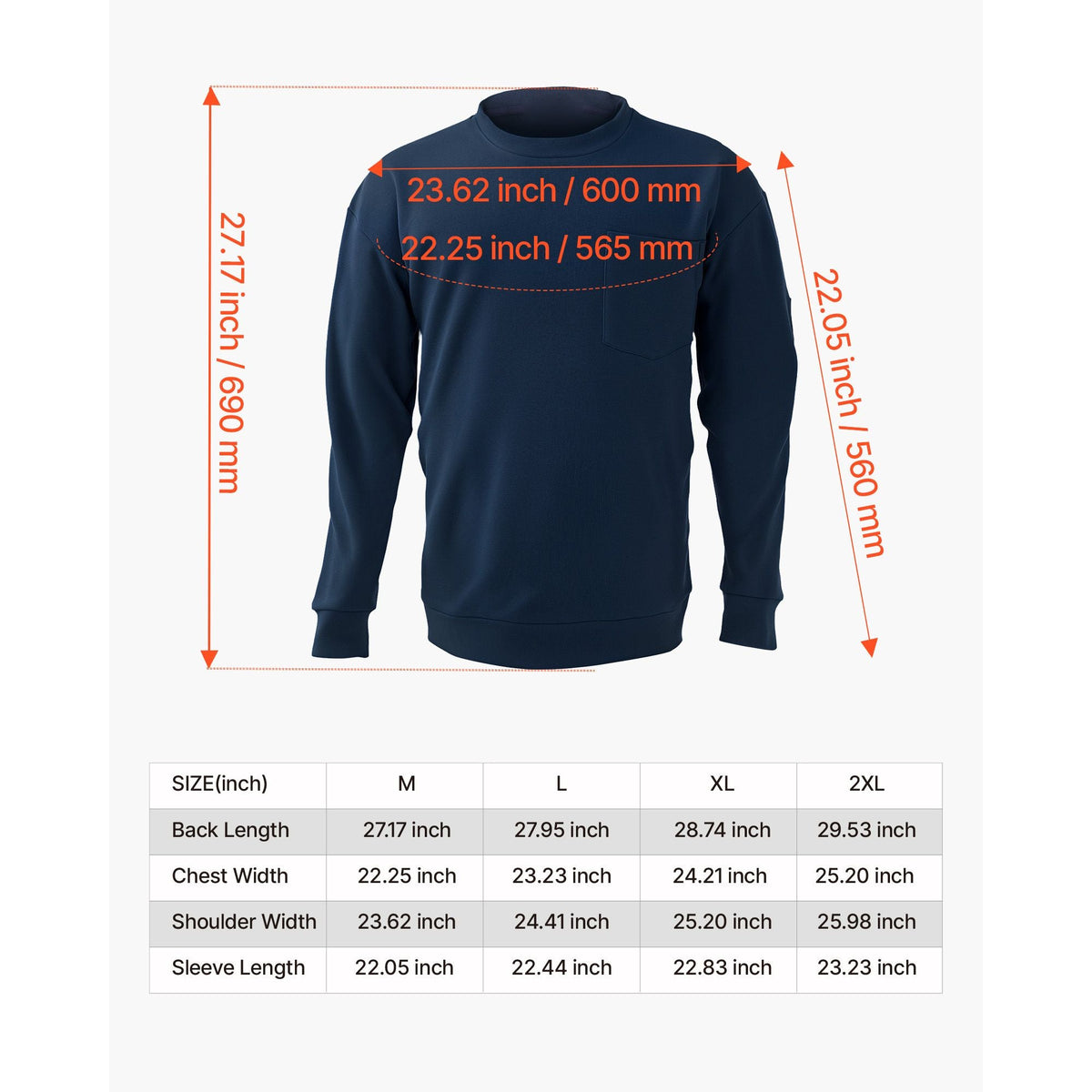 FR Shirts, Flame Resistant Long Sleeve Clothing Lightweight 7 oz Breathable Cotton, Men's Fire Retardant Work Shirt with Pre-shrink Treatment & Pocket, for Welders,Electricians,Navy Blue M