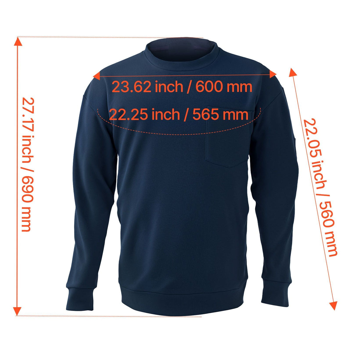 FR Shirts, Flame Resistant Long Sleeve Clothing Lightweight 7 oz Breathable Cotton, Men's Fire Retardant Work Shirt with Pre-shrink Treatment & Pocket, for Welders,Electricians,Navy Blue M