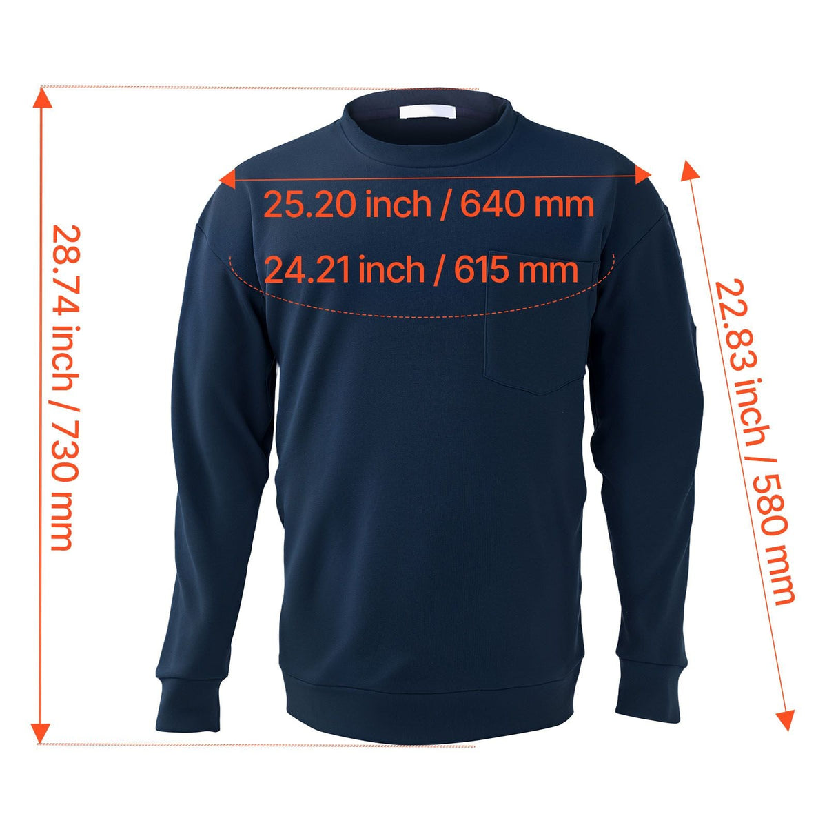 FR Shirts, Flame Resistant Long Sleeve Clothing Lightweight 7 oz Breathable Cotton, Men's Fire Retardant Work Shirt with Pre-shrink Treatment & Pocket, for Welders,Electricians,Navy Blue XL