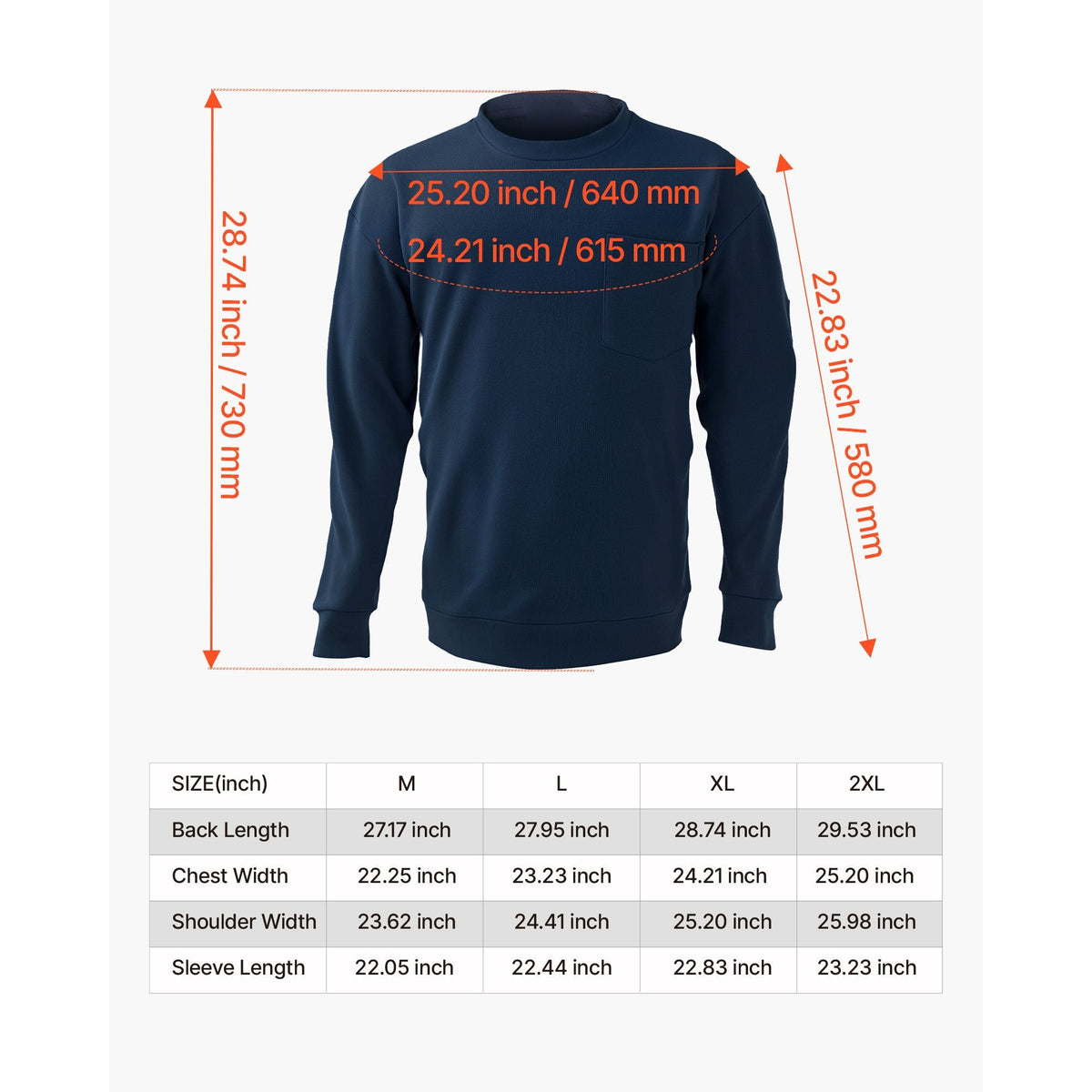 FR Shirts, Flame Resistant Long Sleeve Clothing Lightweight 7 oz Breathable Cotton, Men's Fire Retardant Work Shirt with Pre-shrink Treatment & Pocket, for Welders,Electricians,Navy Blue XL