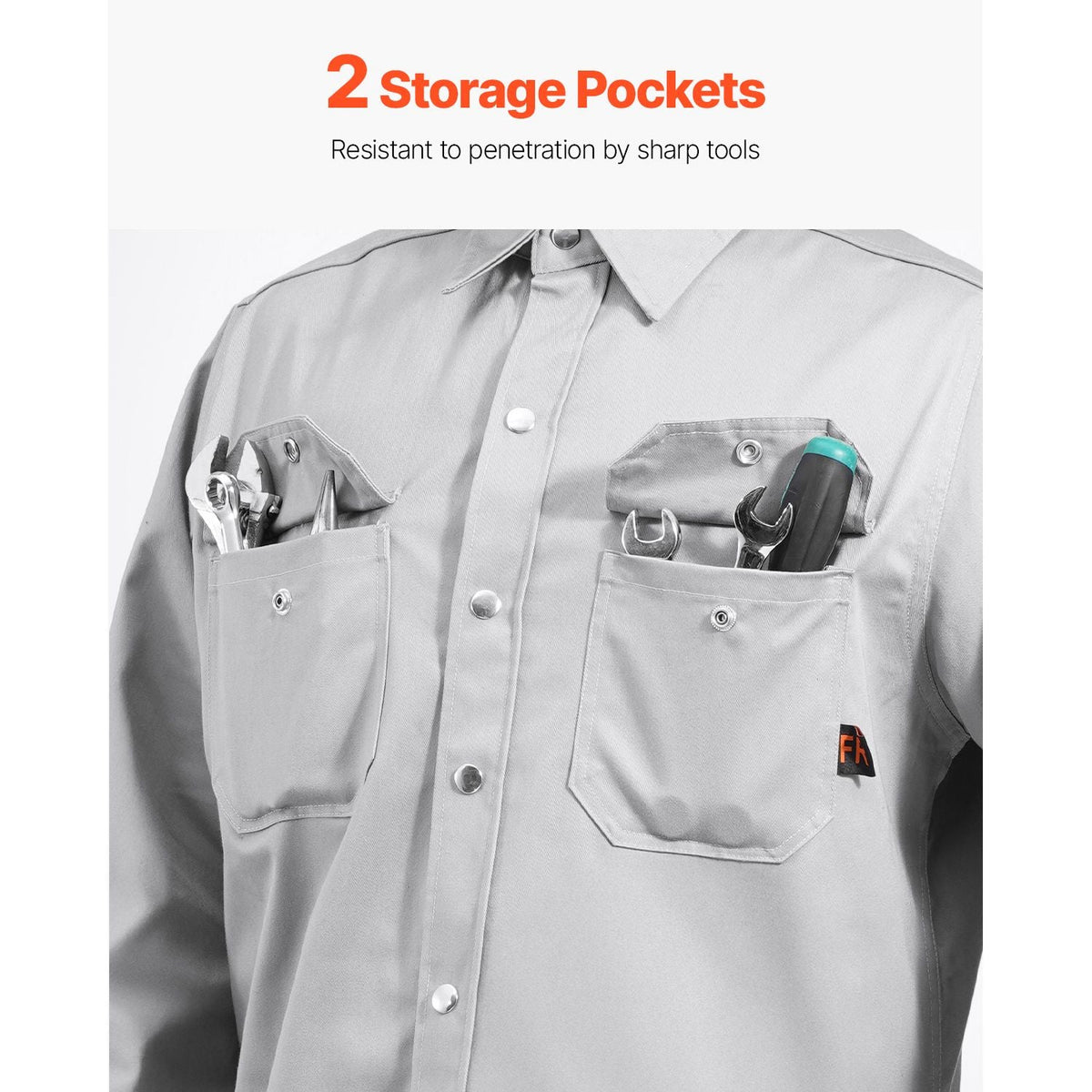 FR Shirts for Men, 7oz. Flame Resistant Welding Jacket, Machine Washable Cotton Heat-Resistant Welding Shirt, Meets ATPV 9.2 Cal/cm² Arc Rating - XL Size