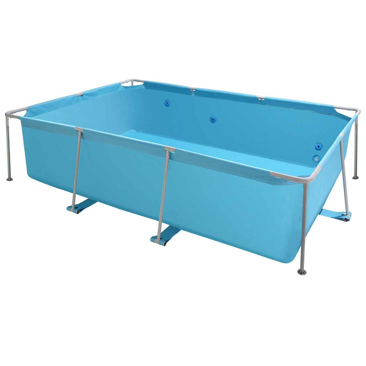 Frame Above Ground Swimming Pool, 118 x 78 x 30 in Rectangular Steel Metal Frame, Large Rectangle Outdoor Backyard Family Pool, Easy to Assemble Rust-Resistant, 1046 Gallon Water Capacity, Blue