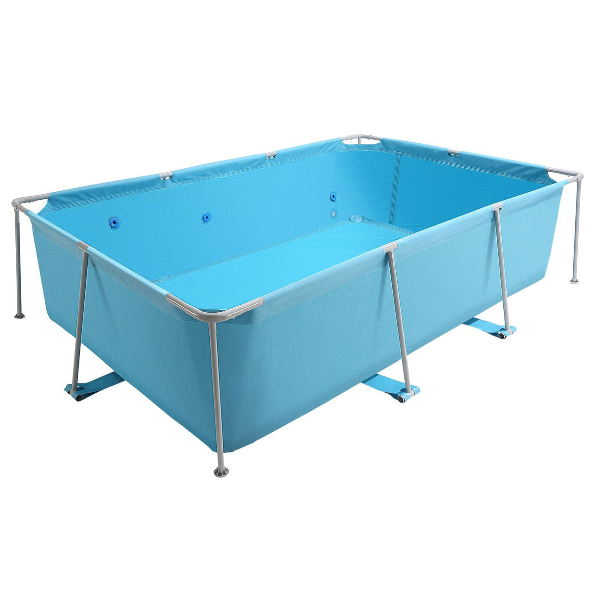 Frame Above Ground Swimming Pool, 118 x 78 x 30 in Rectangular Steel Metal Frame, Large Rectangle Outdoor Backyard Family Pool, Easy to Assemble Rust-Resistant, 1046 Gallon Water Capacity, Blue