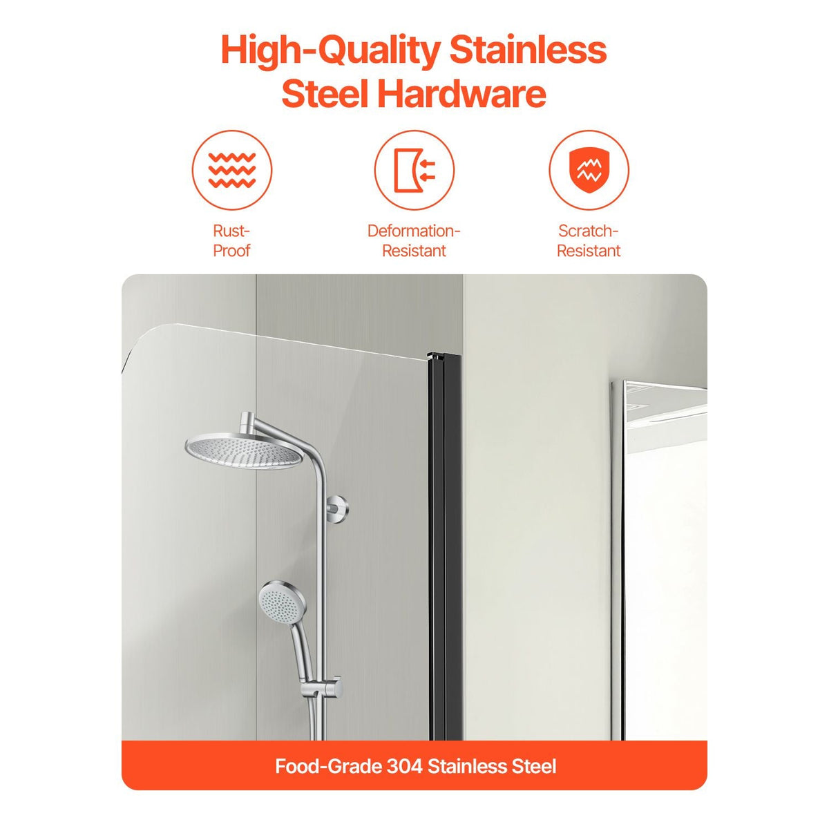 Frameless Bathtub Shower Door, 34 in. W x 55 in. H, Half Shower Door for Bathtub, 180° Rotatable Tempered Glass Door, Half Shower Door with 1/4 in Tempered Glass Bathroom Shower Screen, Black