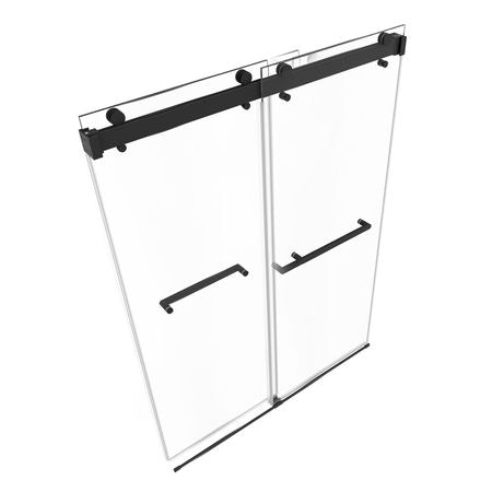 Frameless Shower Door, 48" W x 76" H, Shower Sliding Glass Door with 3/8" (10 mm) Thick Clear Tempered Glass, Noiseless Shatterproof Nano Coating, with Rail, Seal Strip and Hardware Kit