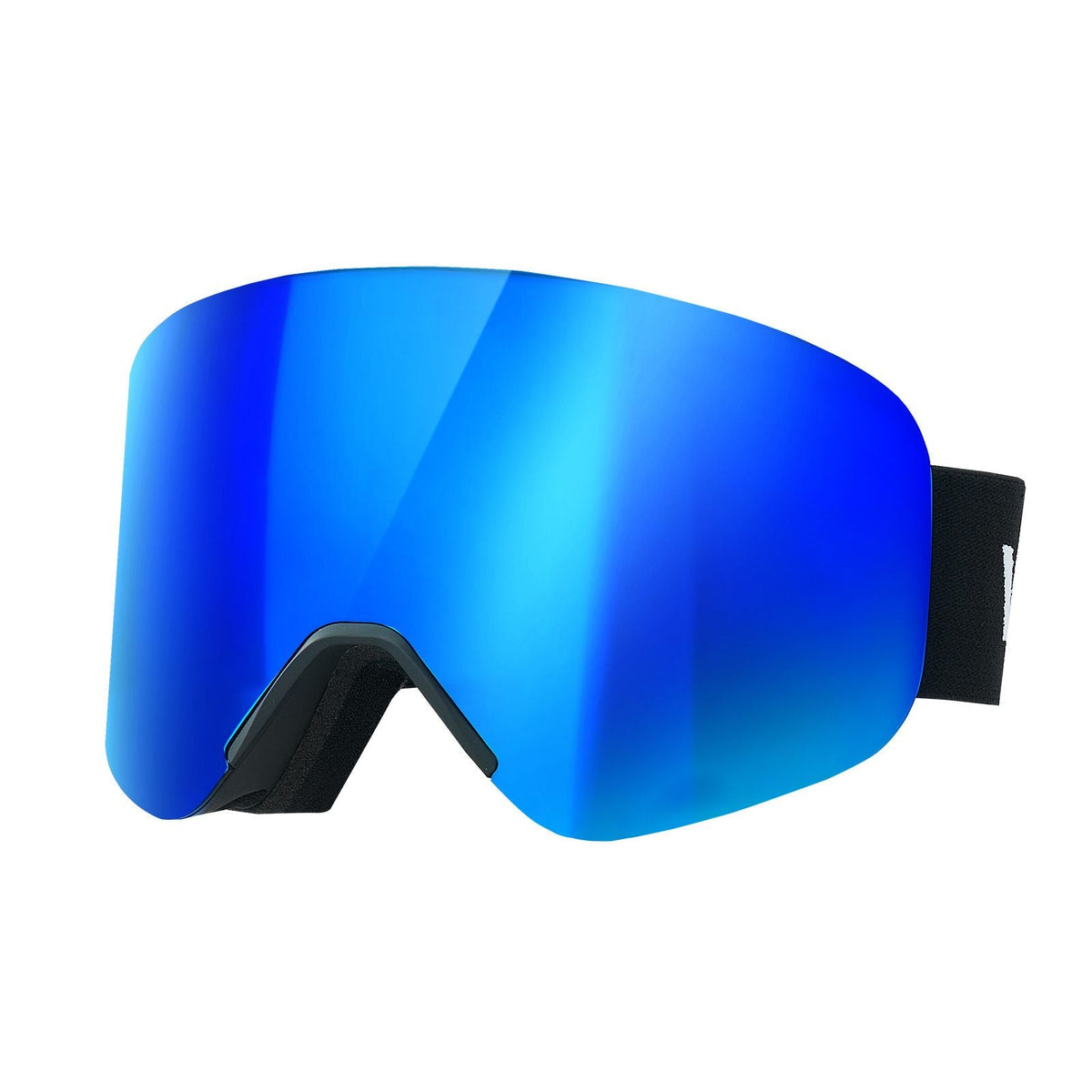 Frameless Ski Goggles, Magnet Cylindrical Lens with Dark Blue Revo Coating, OTG Anti fog Snow Goggles for Men Women, TPU Frame & Ventilation Structure, Fit for Skiing, Skating, Snowboarding