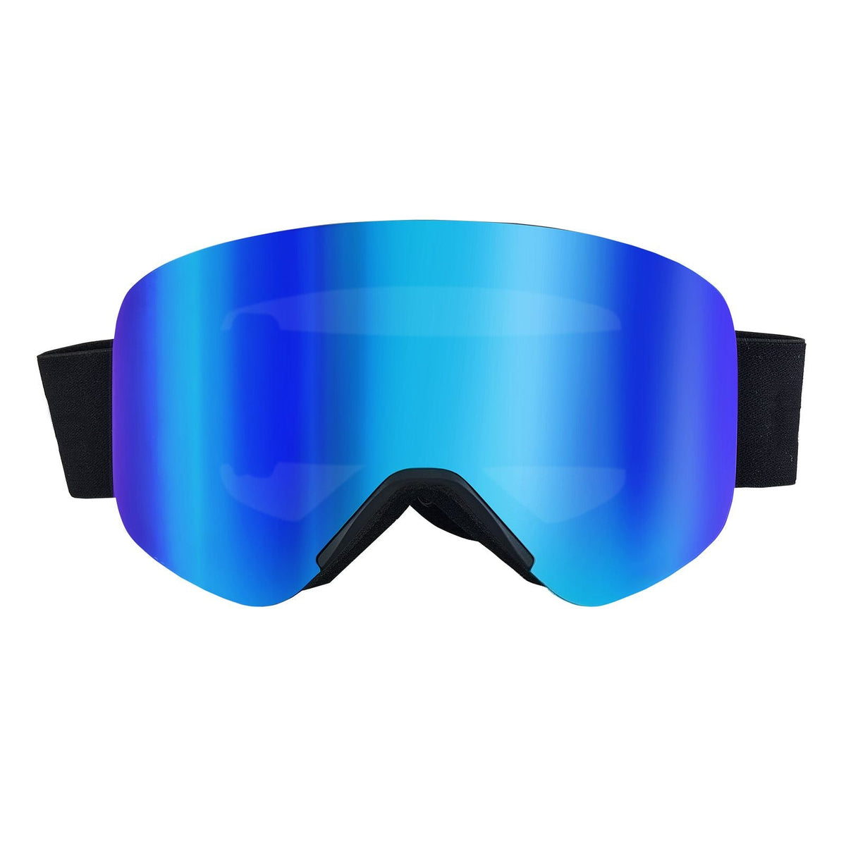 Frameless Ski Goggles, Magnet Cylindrical Lens with Dark Blue Revo Coating, OTG Anti fog Snow Goggles for Men Women, TPU Frame & Ventilation Structure, Fit for Skiing, Skating, Snowboarding