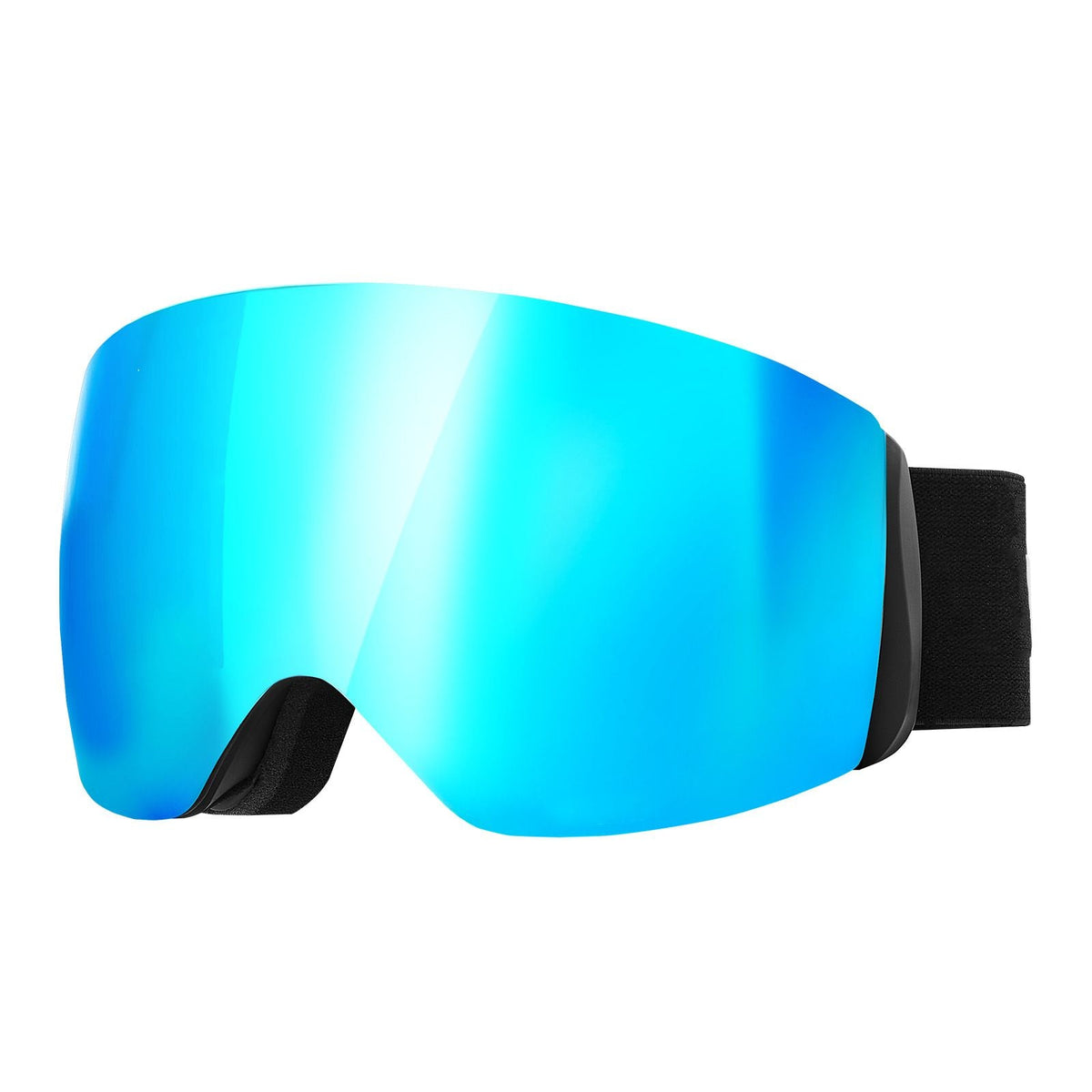 Frameless Ski Goggles, Spherical Lens with Blue Revo Coating, OTG Anti fog Snow Goggles for Men Women Youth, TPU Frame & Ventilation Structure, Suitable for Skiing, Skating, Snowboarding