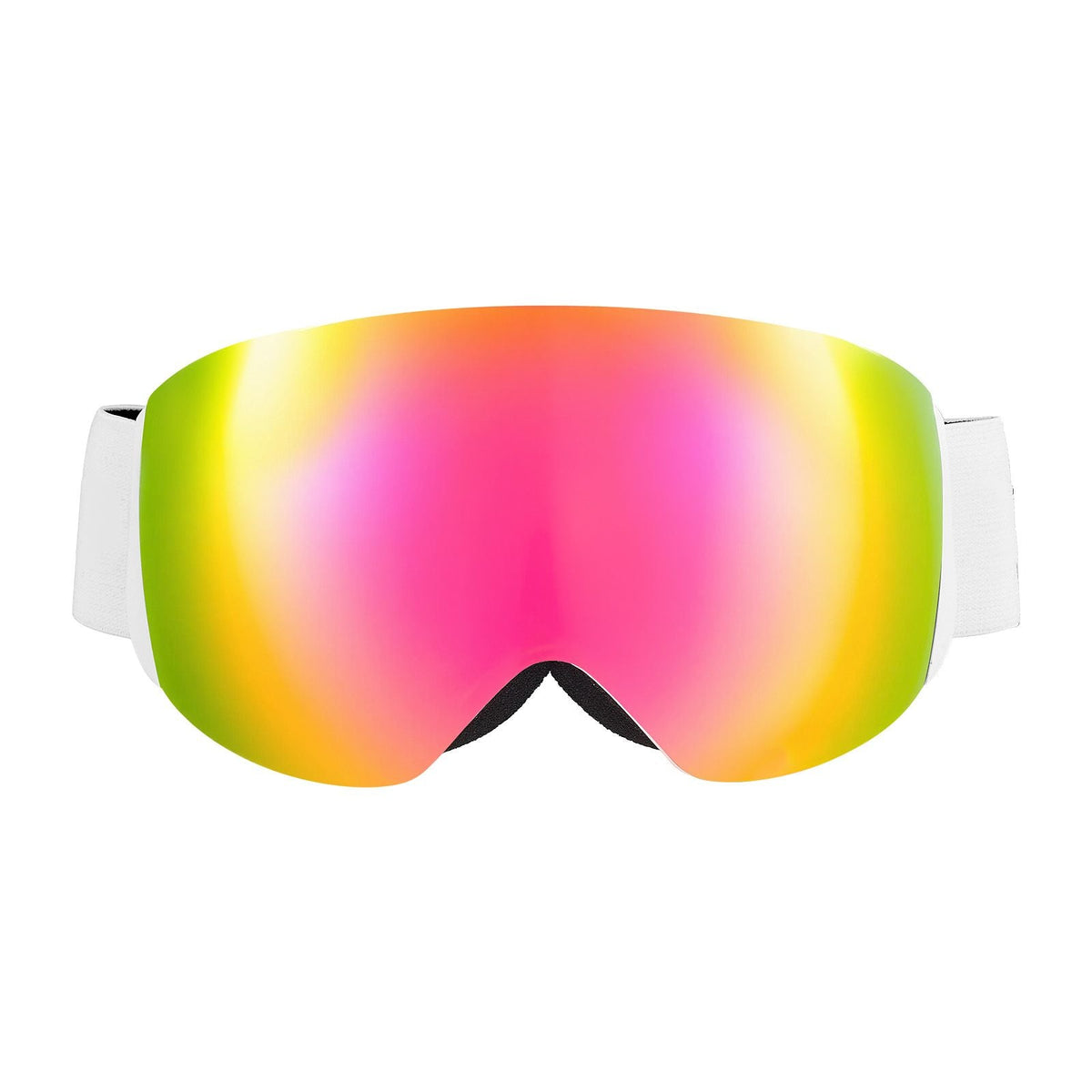 Frameless Ski Goggles, Spherical Lens with Pink Revo Coating, OTG Anti fog Snow Goggles for Men Women Youth, TPU Frame & Ventilation Structure, Suitable for Skiing, Skating, Snowboarding