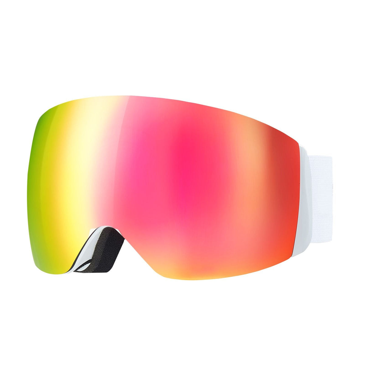 Frameless Ski Goggles, Spherical Lens with Pink Revo Coating, OTG Anti fog Snow Goggles for Men Women Youth, TPU Frame & Ventilation Structure, Suitable for Skiing, Skating, Snowboarding