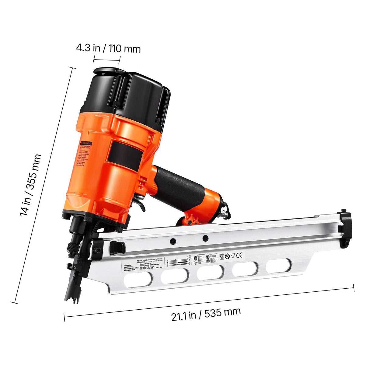 Framing Nailer, 2" to 3-1/2" 21 Degree Full Round Head Pneumatic Framing Nailer with Dual Trigger Modes & Tool-Less Depth Adjustment, 80-120PSI Pro Air Nail Gun for Framing Flooring Decking