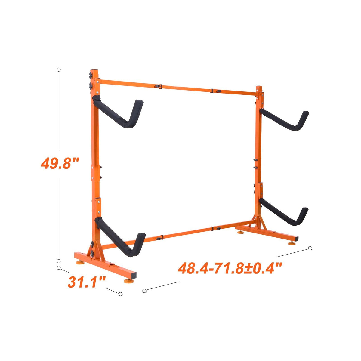 Freestanding Kayak Storage Rack, Kayak Stand for 2 Kayak Canoe Paddleboard, Heavy-duty Steel Kayak Hanger Holder with Padded Arms and Adjustable Width, 175LBS Max Load, for Indoor Outdoor Garage