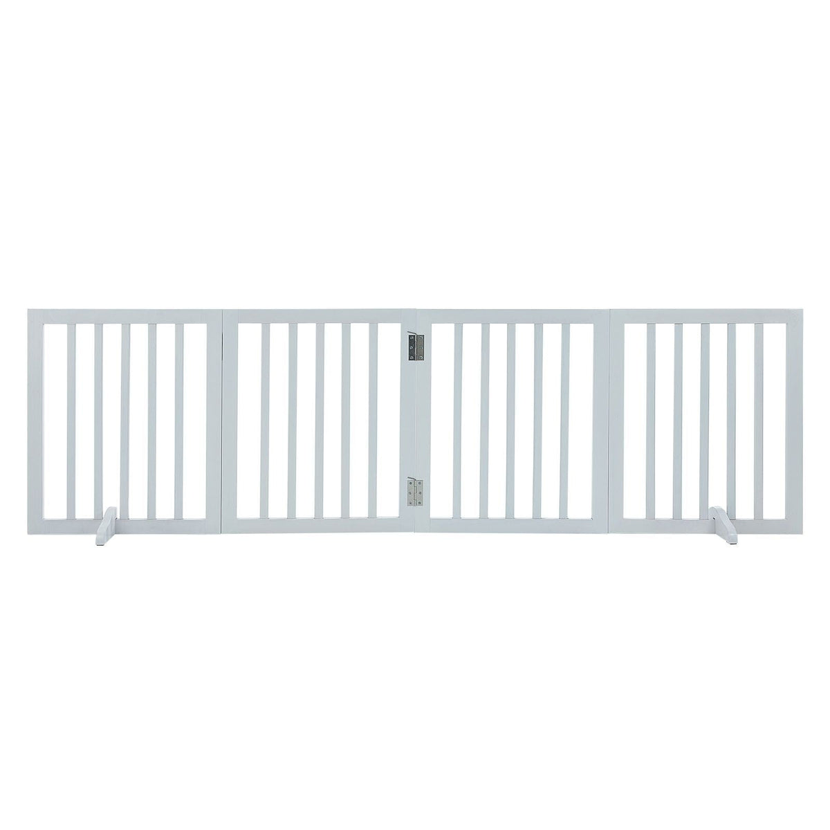 Freestanding Pet Barrier, 24" Height x 80.3" Width, 4-Panel Folding Dog Gate for Various Openings, Expandable and Quiet Foot-Supported Indoor Dog Fence, White