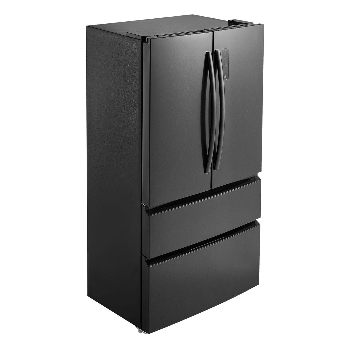 French Door Refrigerator, 18.9 Cu. Ft. Kitchen Fridge, Counter Depth French Refrigerator with LED Display and 4 Casters, Frost-Free Bottom Freezer Refrigerators for Home & Commercial Use, Black