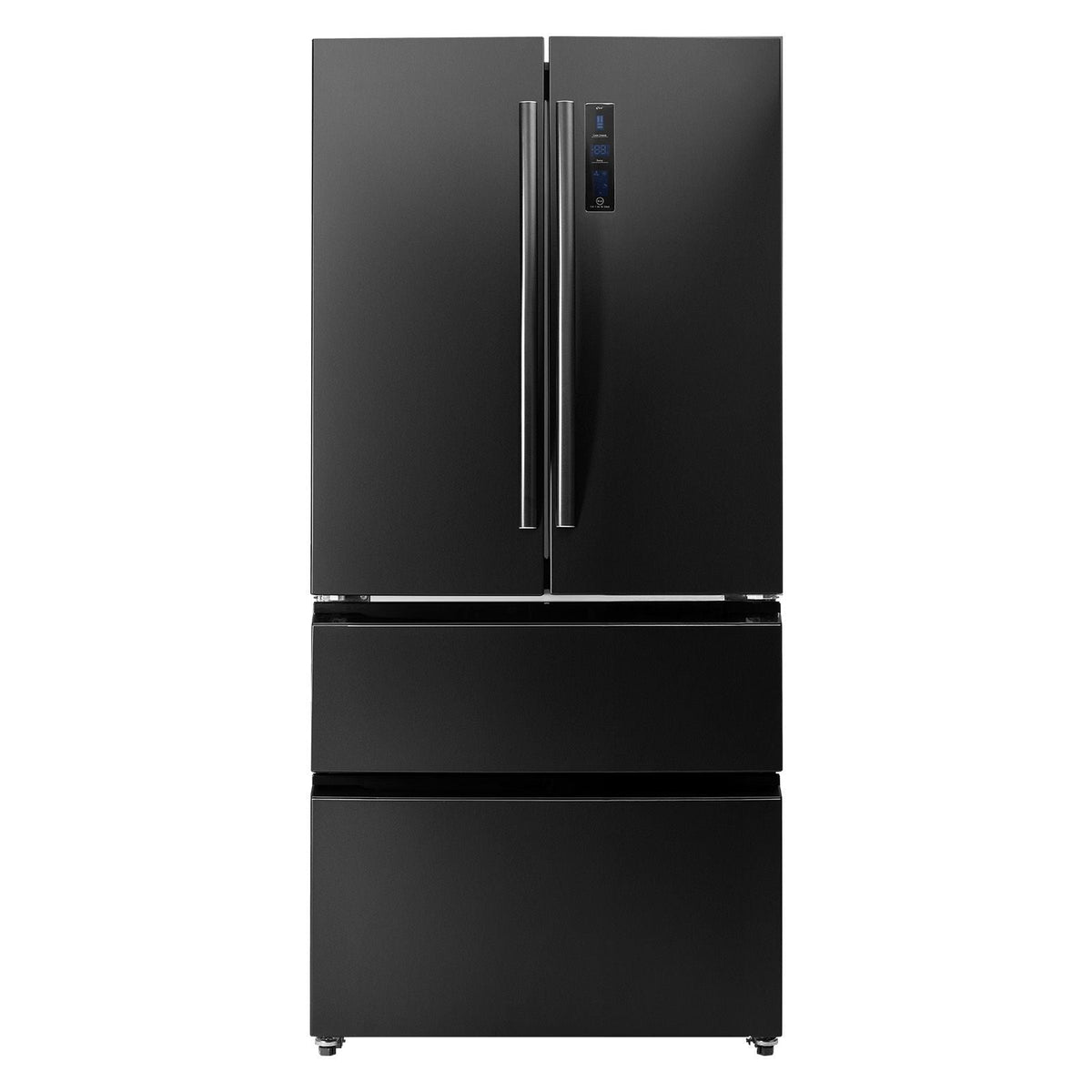 French Door Refrigerator, 18.9 Cu. Ft. Kitchen Fridge, Counter Depth French Refrigerator with LED Display and 4 Casters, Frost-Free Bottom Freezer Refrigerators for Home & Commercial Use, Black