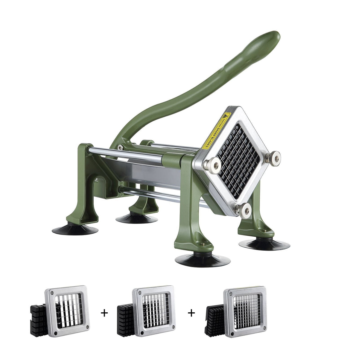 French Fry Cutter, Potato Slicer with 1/2" 3/8" 1/4" Stainless Steel Blades, Manual Potato Cutter Chopper with Suction Cups, Great for Potato, French Fries, Cucumber, Vegetables, Carrot