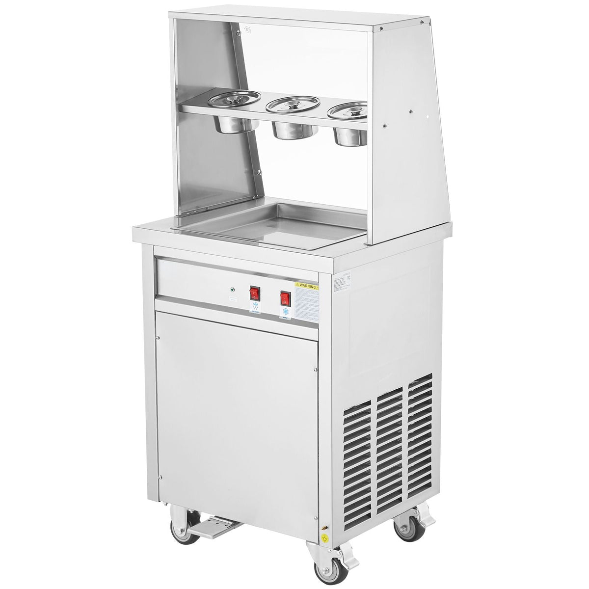 Fried Ice Cream Roll Machine, 13.8" x 13.8" Square Stir-Fried Ice Cream Pan, Stainless Steel Commercial Rolled Ice Cream Maker with Compressor and 2 Scrapers, for Making Ice Cream, Frozen Yogurt