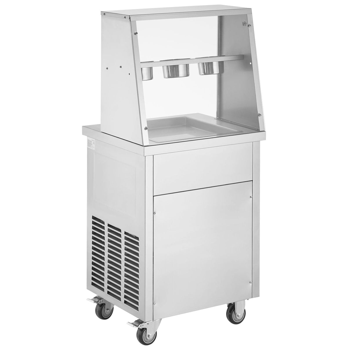 Fried Ice Cream Roll Machine, 13.8" x 13.8" Square Stir-Fried Ice Cream Pan, Stainless Steel Commercial Rolled Ice Cream Maker with Compressor and 2 Scrapers, for Making Ice Cream, Frozen Yogurt