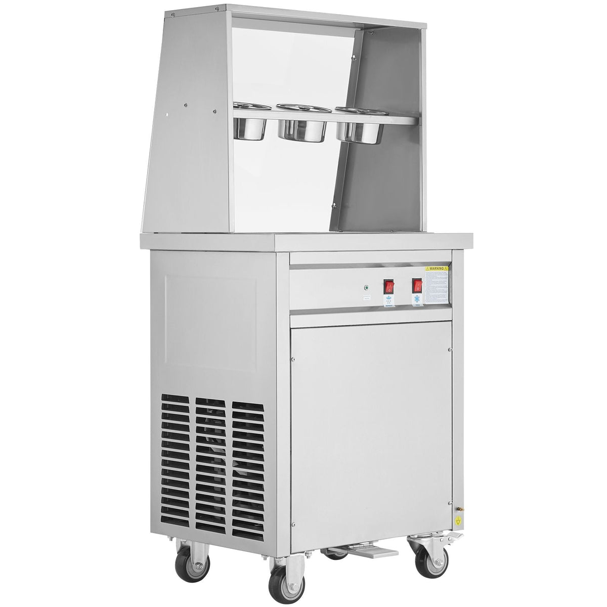 Fried Ice Cream Roll Machine, 13.8" x 13.8" Square Stir-Fried Ice Cream Pan, Stainless Steel Commercial Rolled Ice Cream Maker with Compressor and 2 Scrapers, for Making Ice Cream, Frozen Yogurt