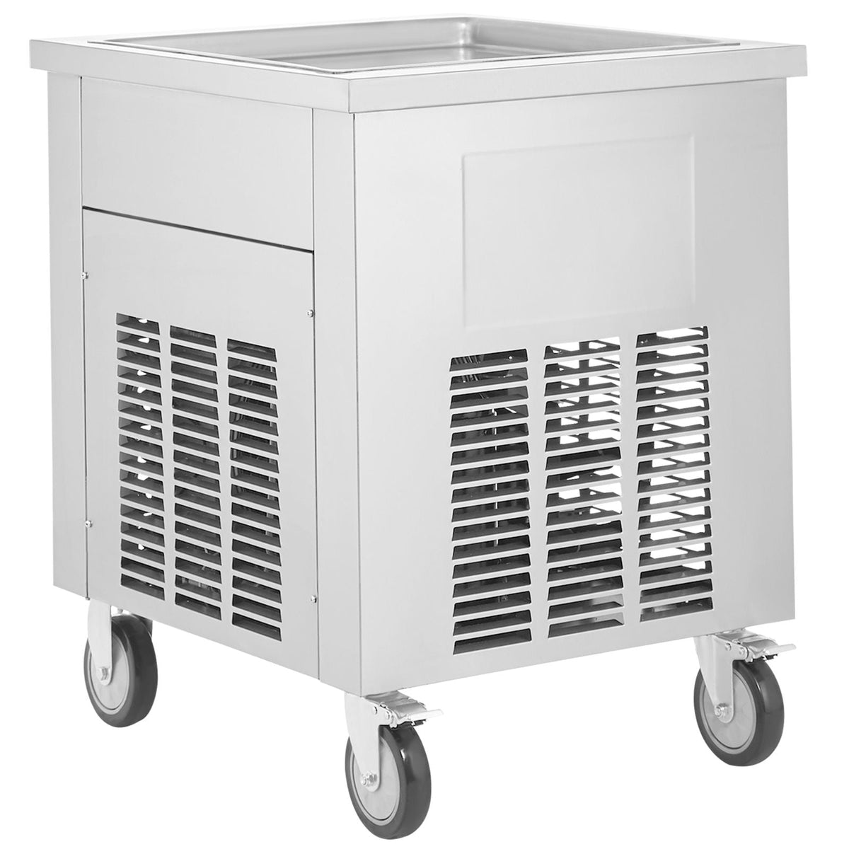 Fried Ice Cream Roll Machine, 19.7" x 19.7" Square Stir-Fried Ice Cream Pan, Stainless Steel Commercial Rolled Ice Cream Maker with Compressor and 2 Scrapers, for Making Ice Cream, Frozen Yogurt