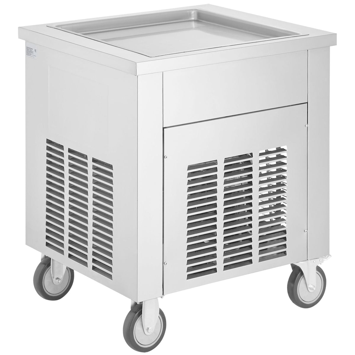 Fried Ice Cream Roll Machine, 19.7" x 19.7" Square Stir-Fried Ice Cream Pan, Stainless Steel Commercial Rolled Ice Cream Maker with Compressor and 2 Scrapers, for Making Ice Cream, Frozen Yogurt